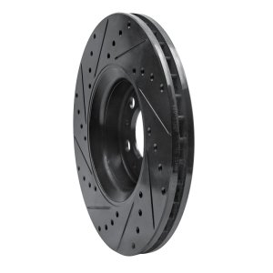 Volvo XC90 Brake Rotor (1) - Front Right - R1 Concepts - Drilled & Slotted - Black - `03-`09